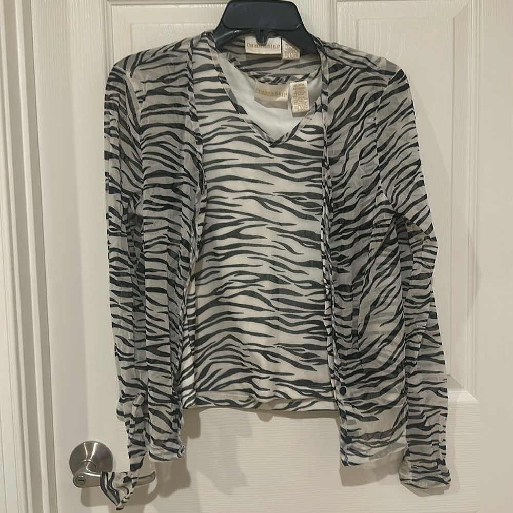 Zebra print shell and sweater set